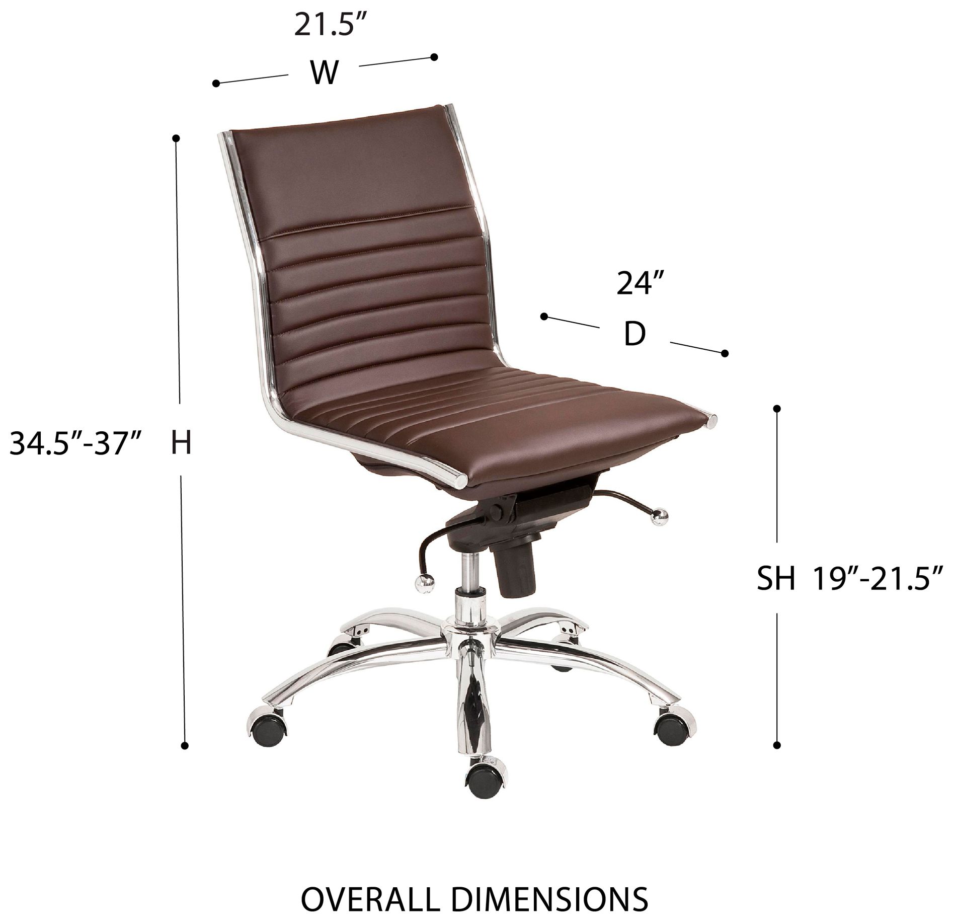 Image 6 Dirk Low Back Armless Brown Office Chair more views