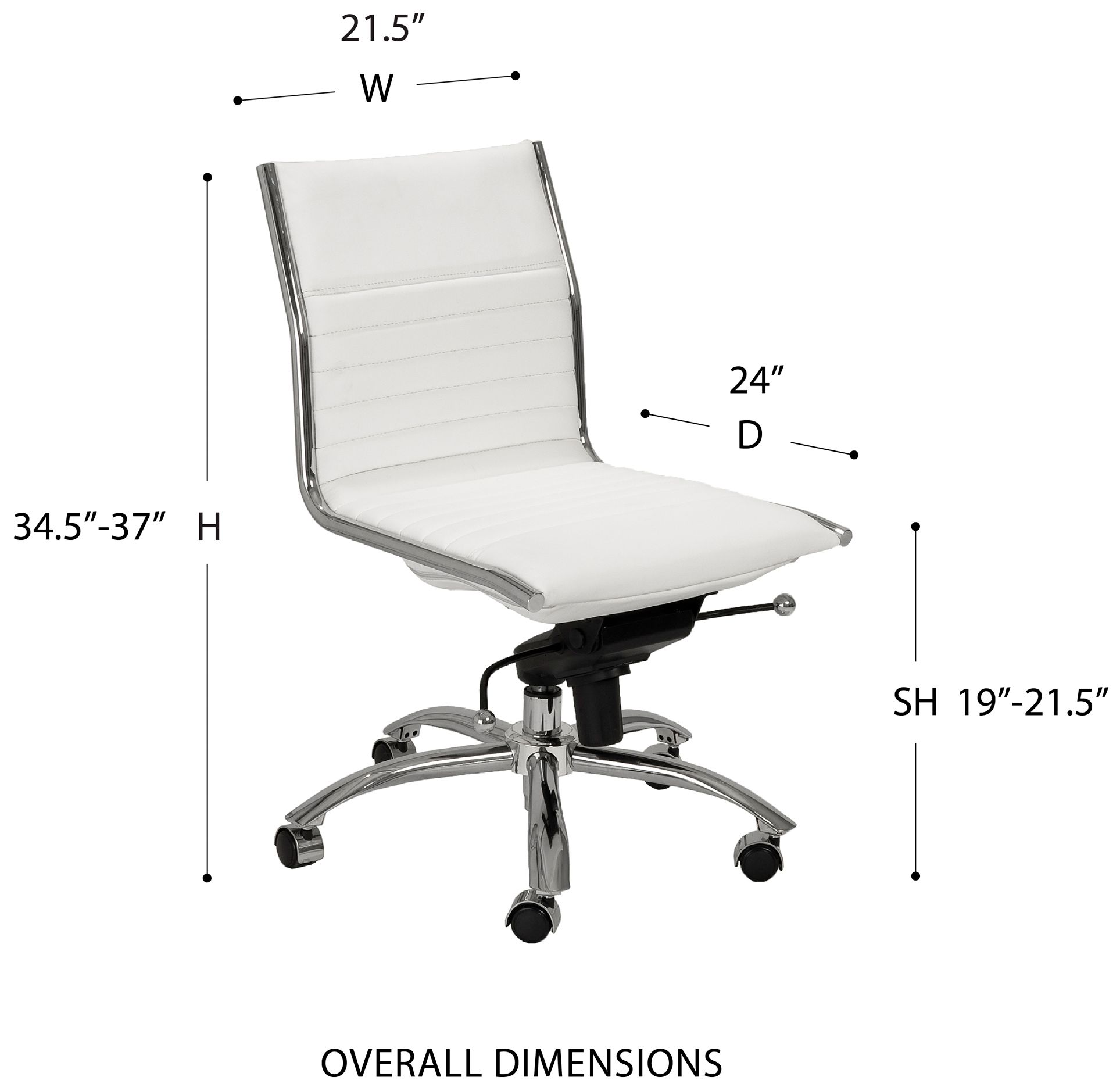 Dirk Low Back Armless White Office Chair