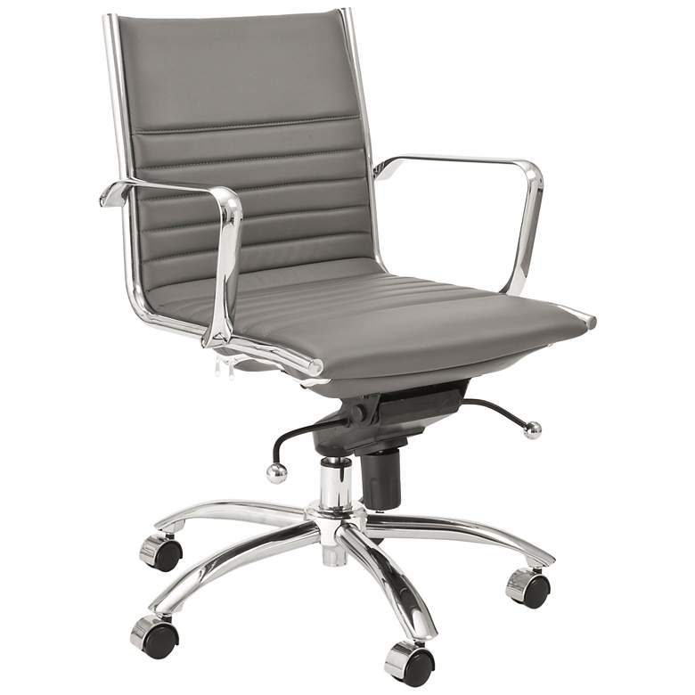 Image 1 Dirk Low-Back Gray and Chrome Office Chair