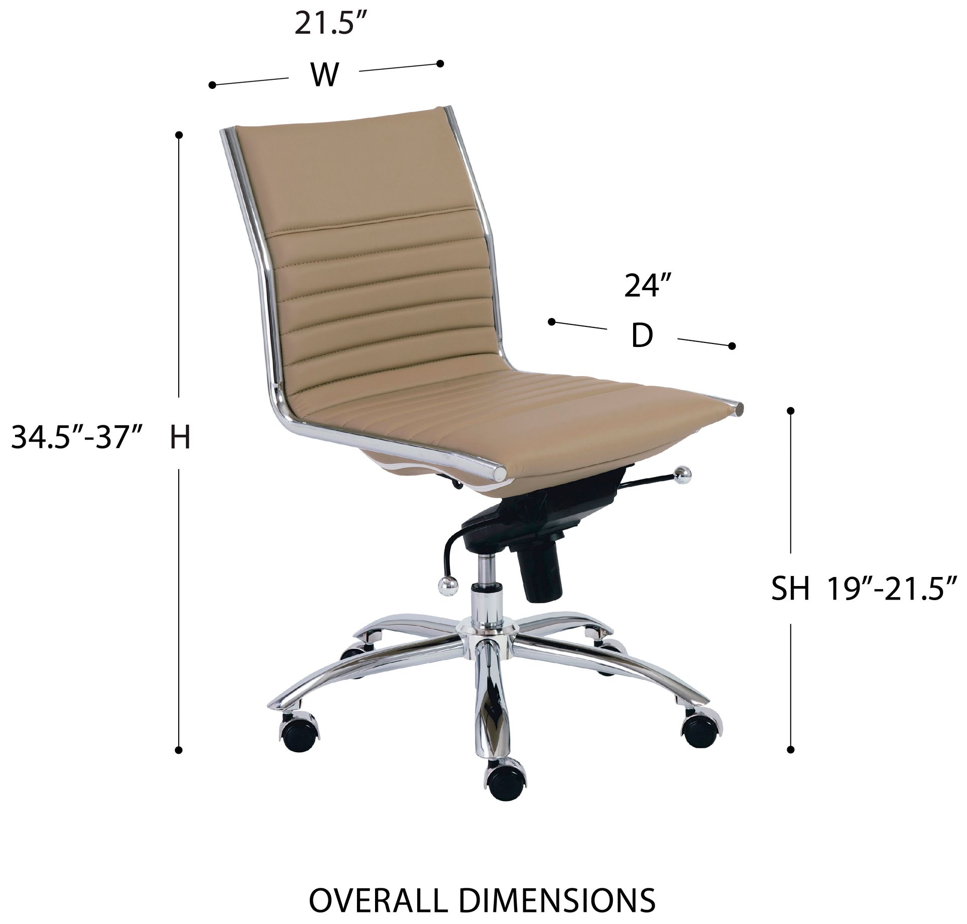 Image 5 Dirk Taupe Armless Adjustable Swivel Office Chair more views
