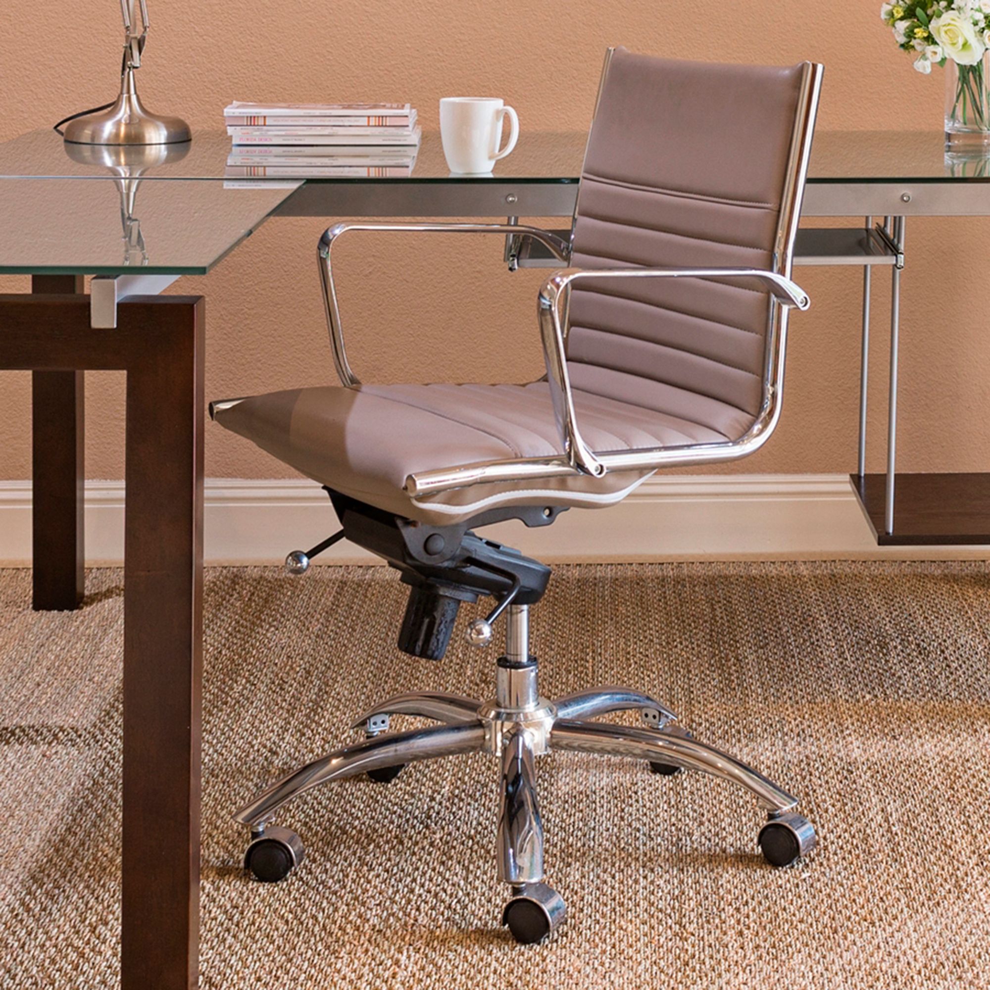 Dirk Taupe Leatherette Low Back Adjustable Office Chair 5K196