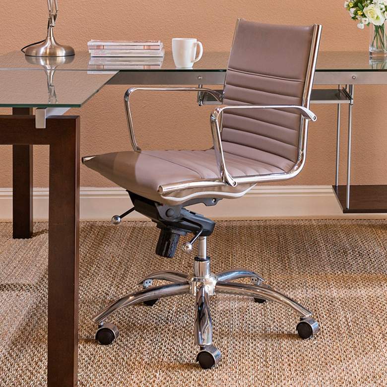 Image 1 Dirk Taupe Leatherette Low Back Adjustable Office Chair
