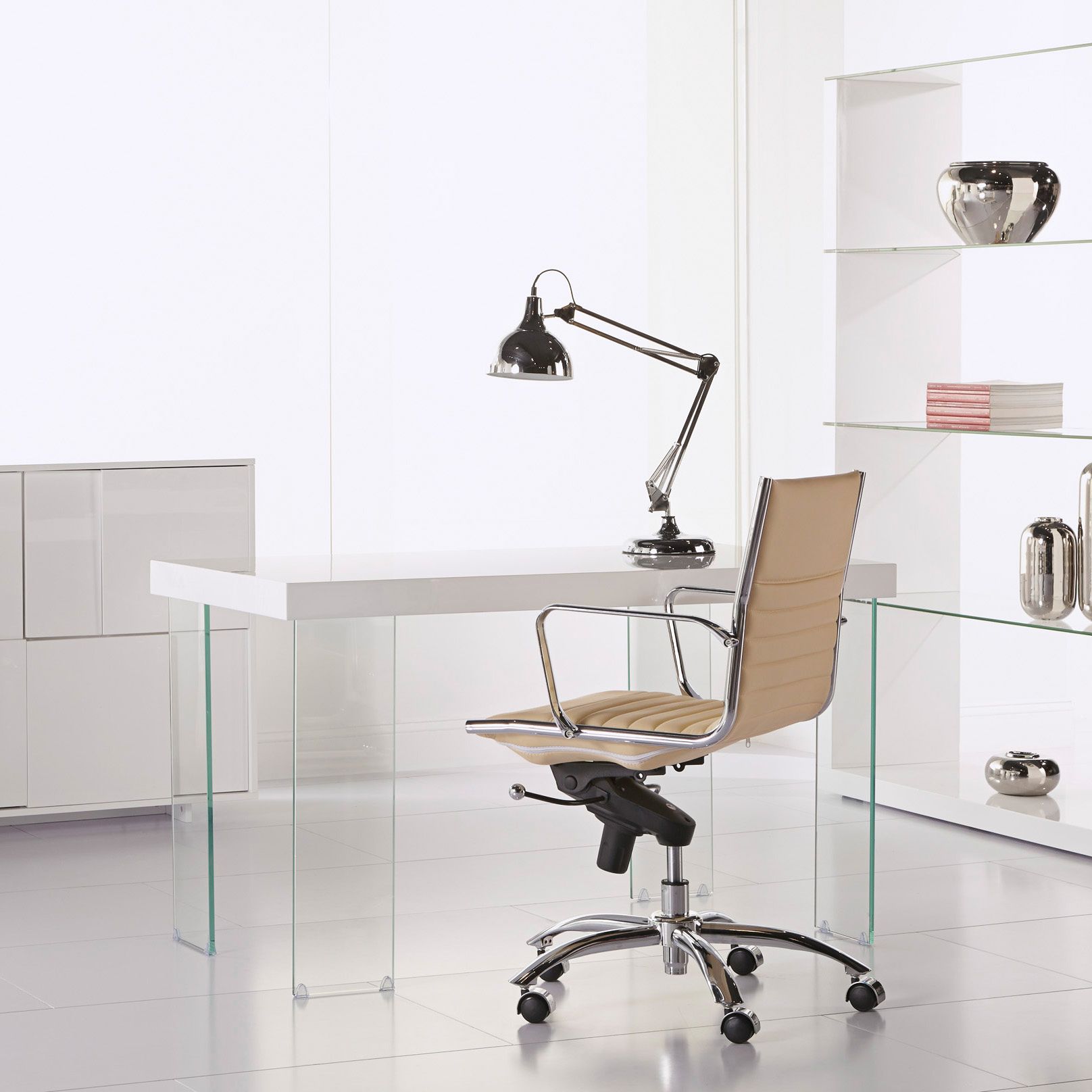 Image 6 Dirk Taupe Leatherette Low Back Adjustable Office Chair more views