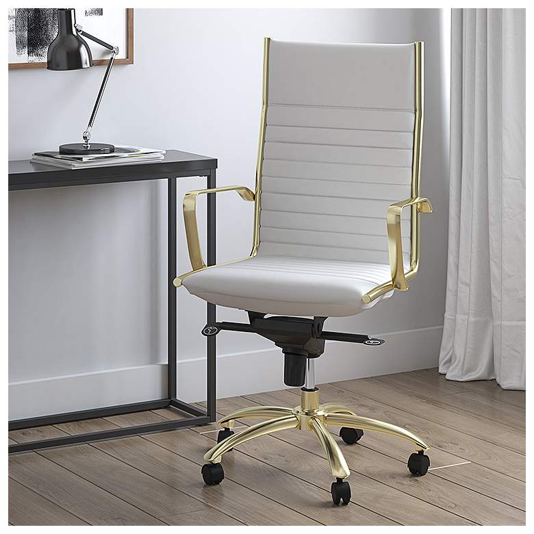 Image 2 Dirk White Faux Leather High Back Adjustable Office Chair