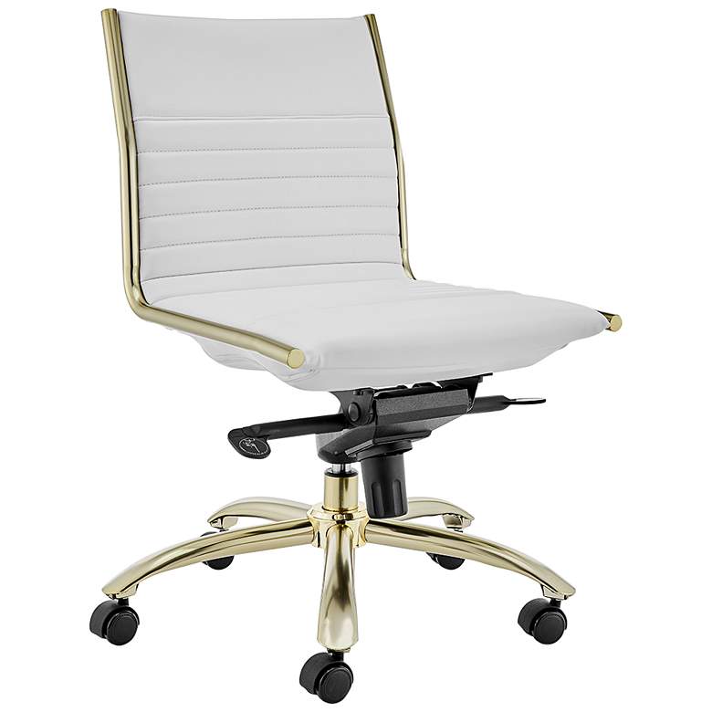 Image 1 Dirk White Faux Leather Low Back Swivel Office Chair