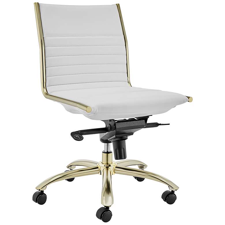 Dirk White Faux Leather Low Back Swivel Office Chair more views