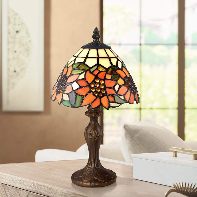 Image 1 Discovery 14 inchH Bronze Tiffany-Style Accent Table Lamp