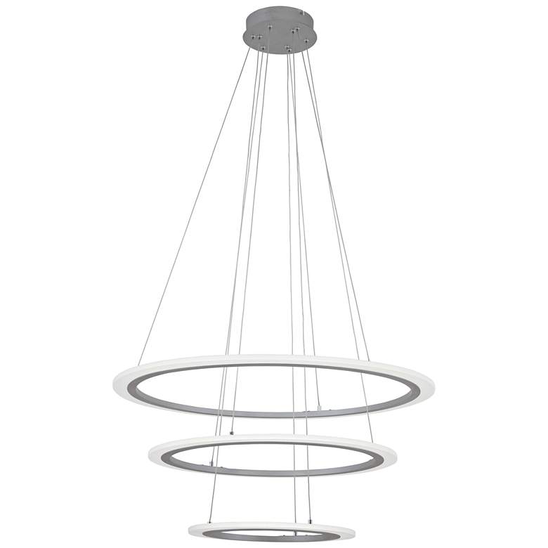 Image 2 Discovery 31 1/4 inch Wide Silver 3 Ring LED Pendant Light
