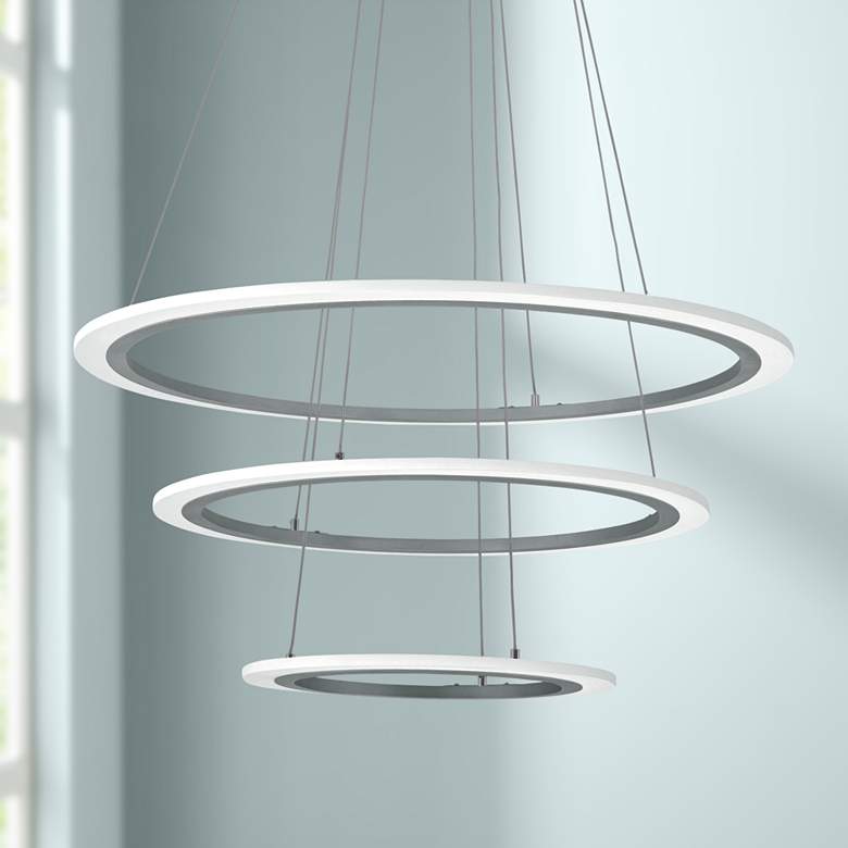 Image 1 Discovery 31 1/4" Wide Silver 3 Ring LED Pendant Light