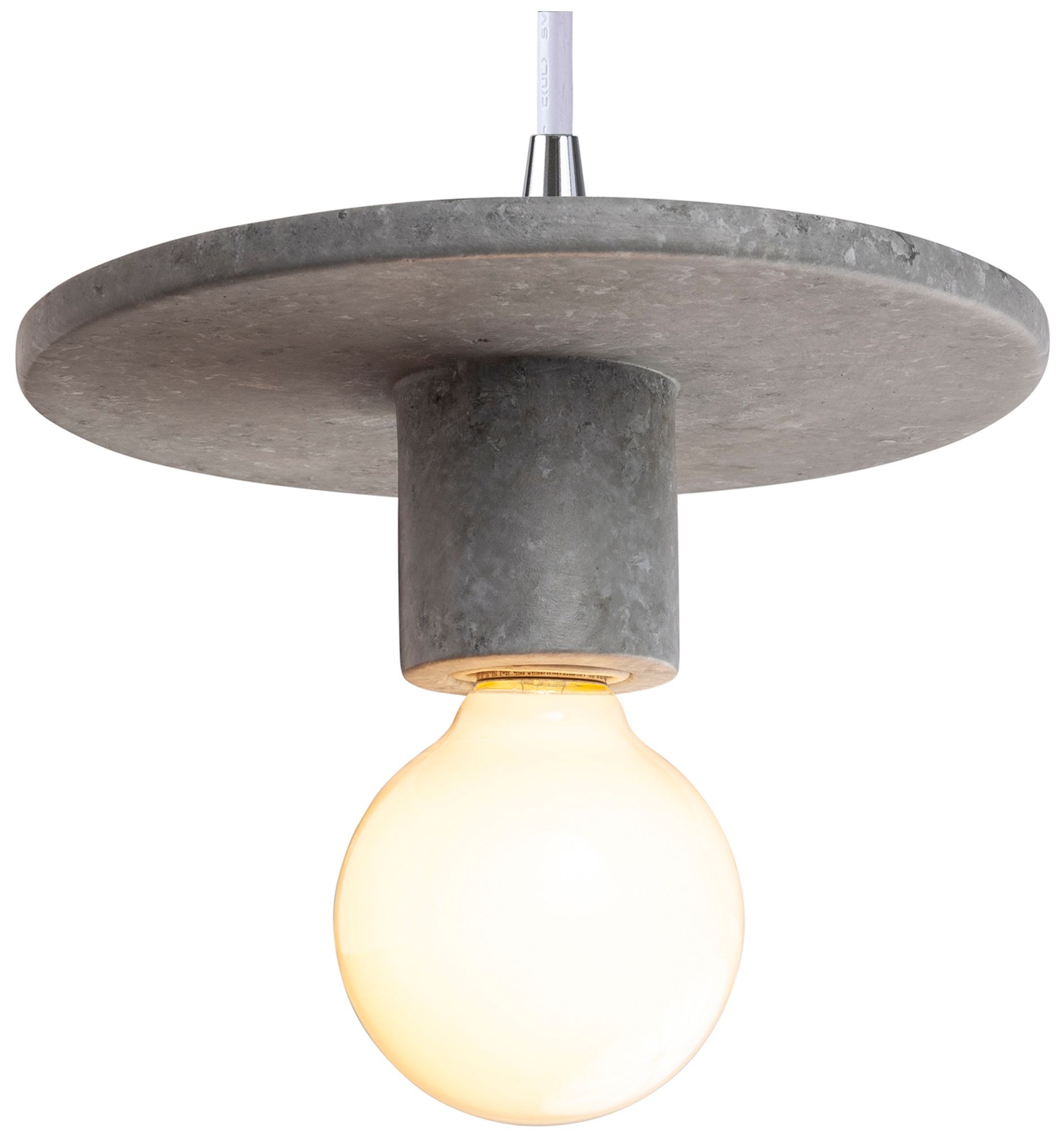 Discus Pendant - Concrete - White Cord - Made to Order