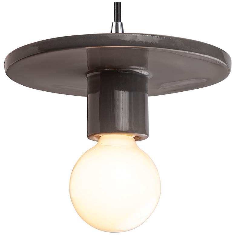 Image 1 Discus Pendant - Gloss Grey - Black Cord
