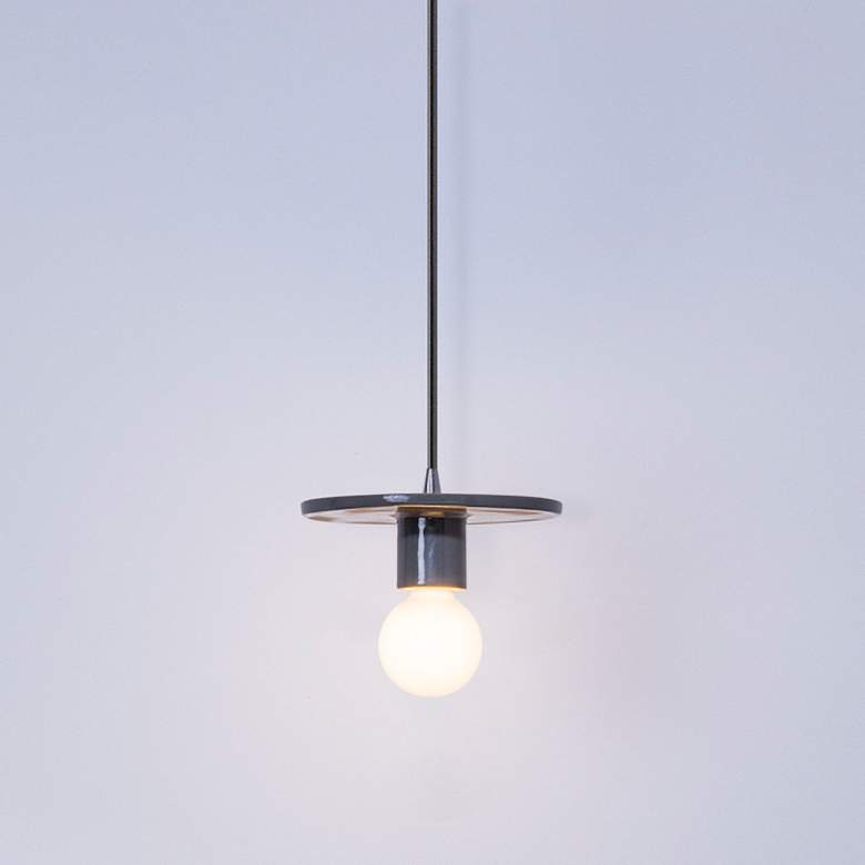 Image 1 Discus Pendant - Gloss Grey - Black Cord