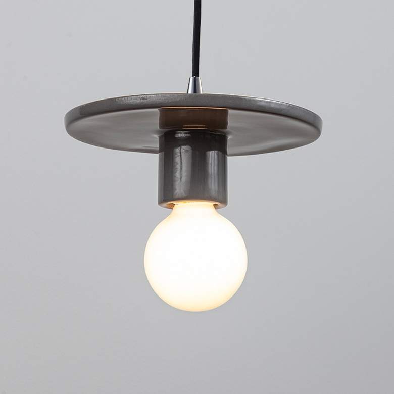 Image 5 Discus Pendant - Gloss Grey - Black Cord more views