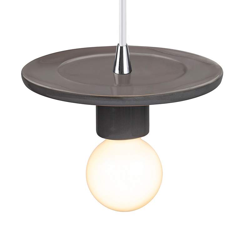 Image 3 Discus Pendant - Gloss Grey - White Cord more views