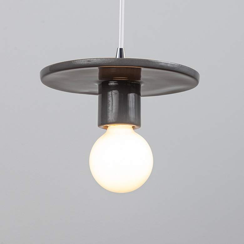 Image 4 Discus Pendant - Gloss Grey - White Cord more views