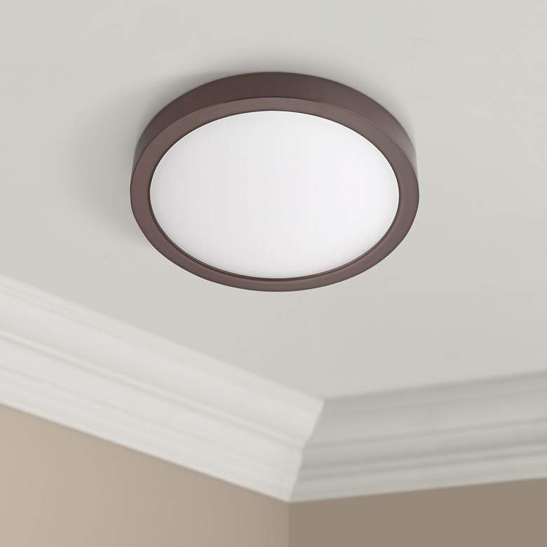 Image 1 Disk 12 inch Wide Bronze Round LED Ceiling Light