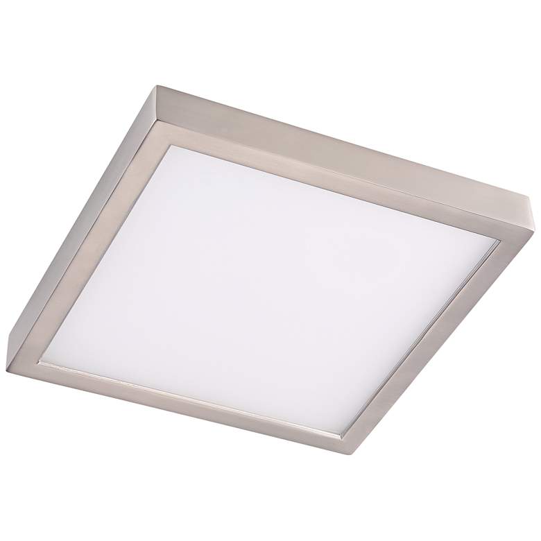 Image 2 Disk 12 inch Wide Nickel Square Indoor-Outdoor LED Ceiling Light