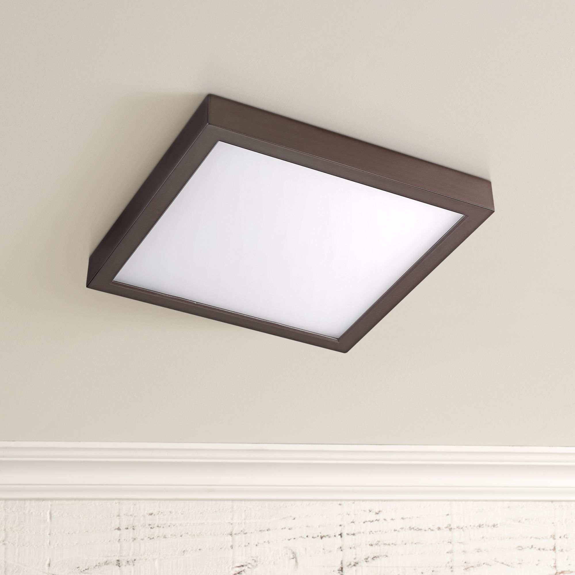 square flush mount ceiling light bronze