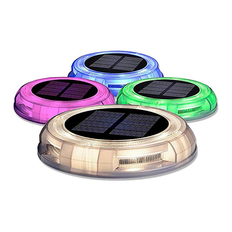 Image 1 Disko Multi-Color Solar LED Mini In-Ground Lights Set of 4