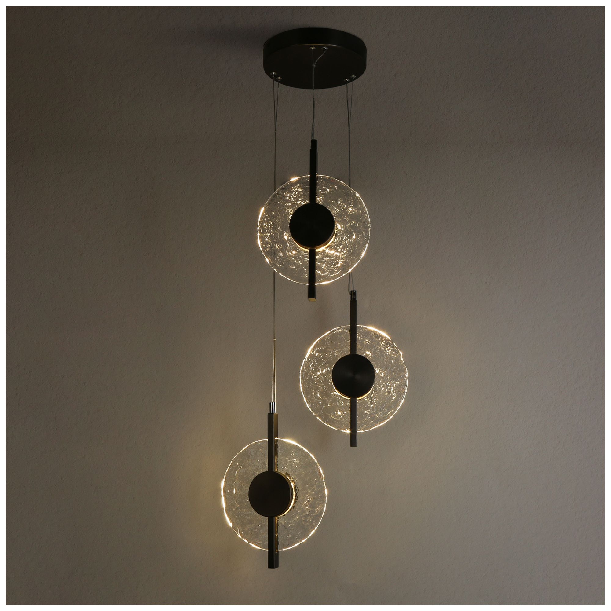 Image 2 Diskoler 3-Light Black LED Cluster Island Pendant Light more views