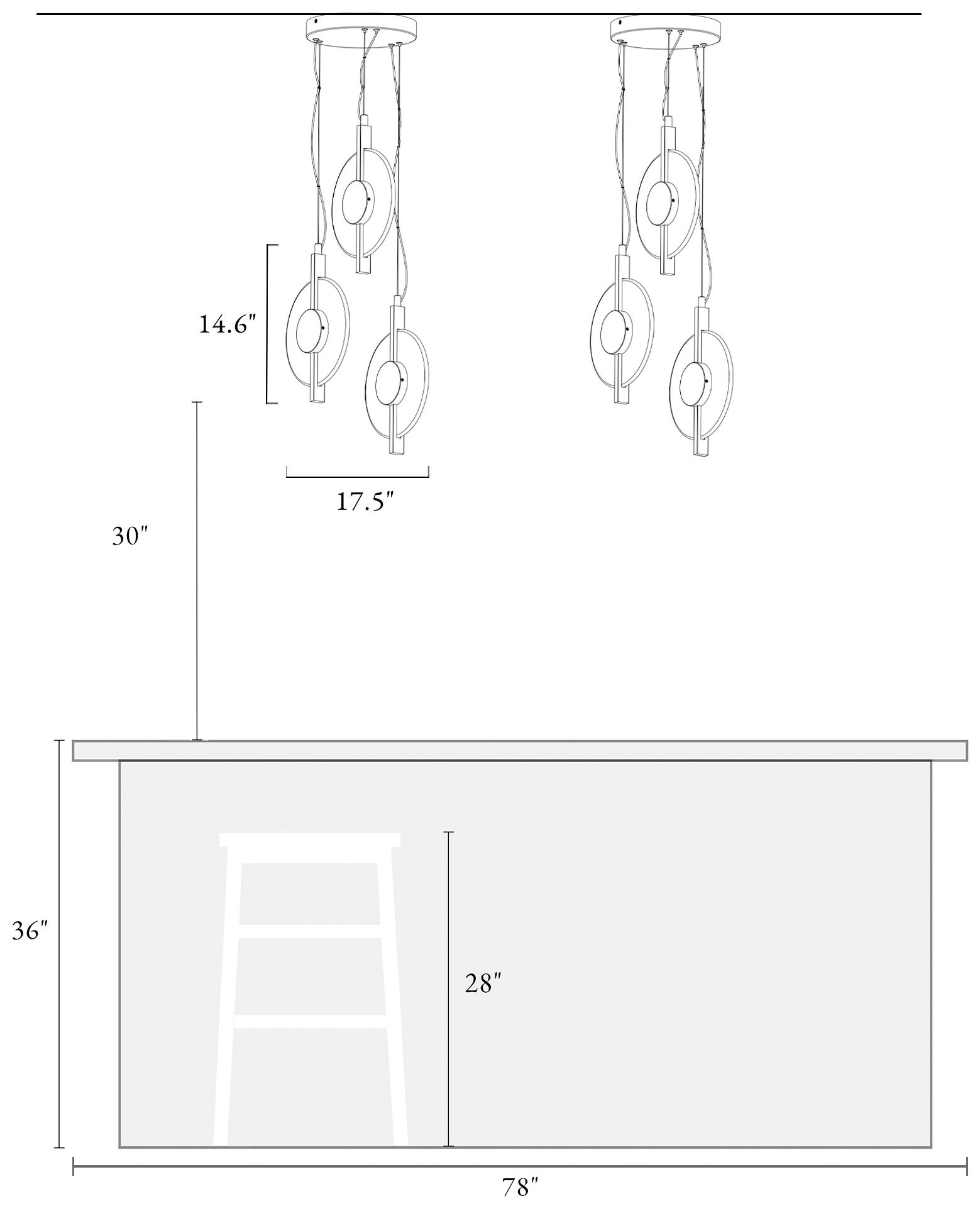 Image 6 Diskoler 3-Light Black LED Cluster Island Pendant Light more views