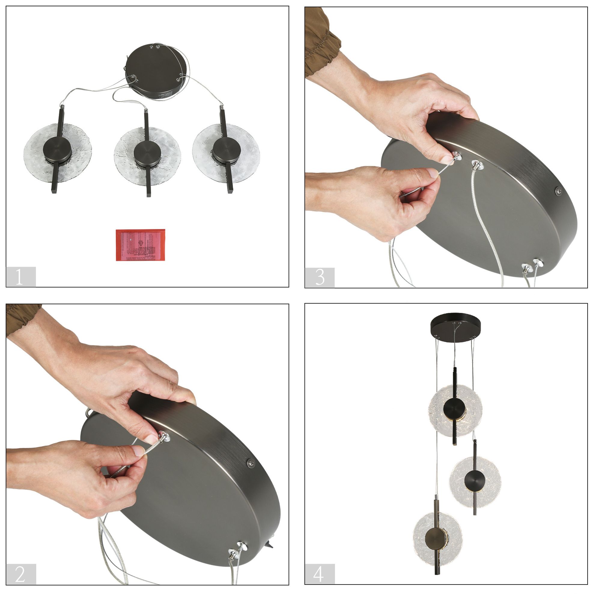 Image 7 Diskoler 3-Light Black LED Cluster Island Pendant Light more views