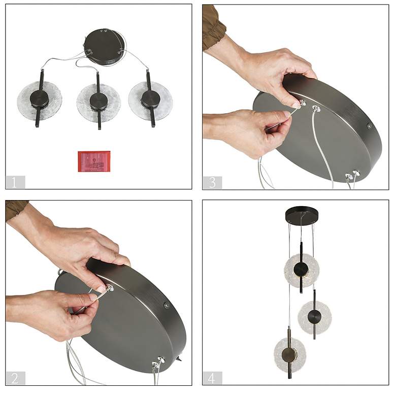 Image 7 Diskoler 3-Light Black LED Cluster Island Pendant Light more views