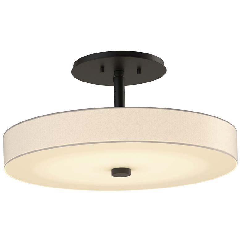 Image 1 Disq 15" Wide Black Semi-Flush With Spun Frost Shade