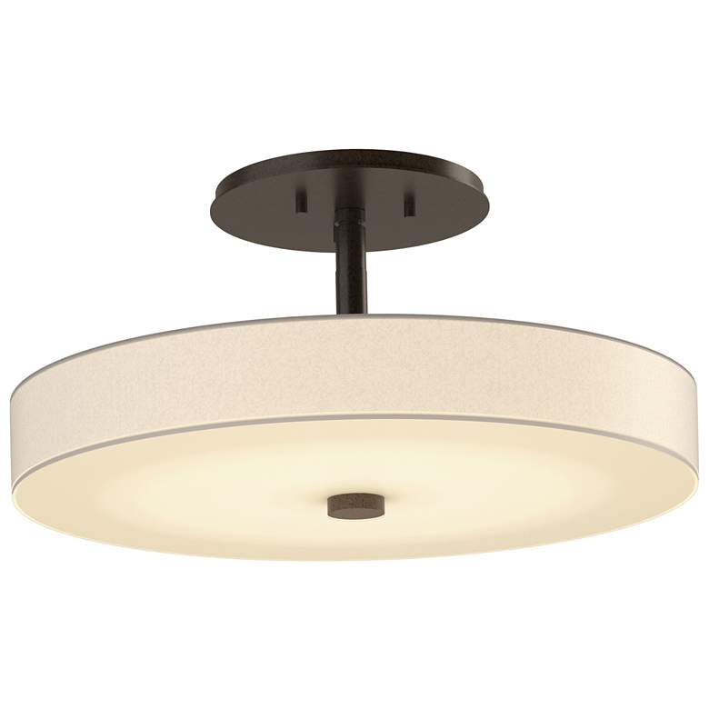 Image 1 Disq 15 inch Wide Bronze Semi-Flush With Spun Frost Shade