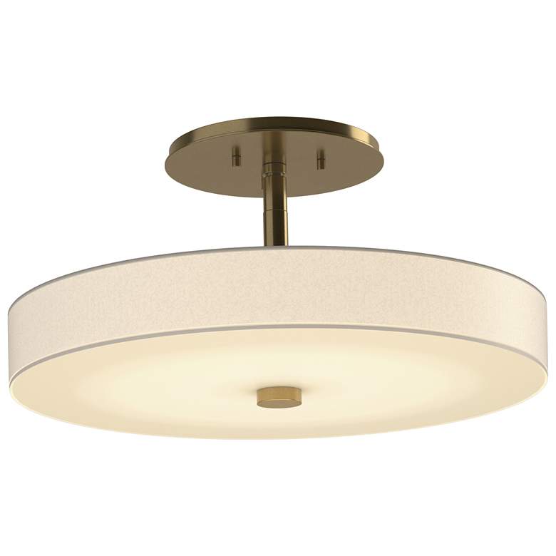 Image 1 Disq 15 inch Wide Modern Brass Semi-Flush With Spun Frost Shade