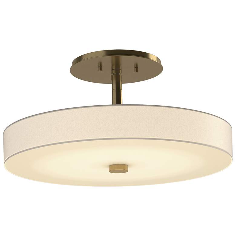 Image 1 Disq 15" Wide Modern Brass Semi-Flush With Spun Frost Shade