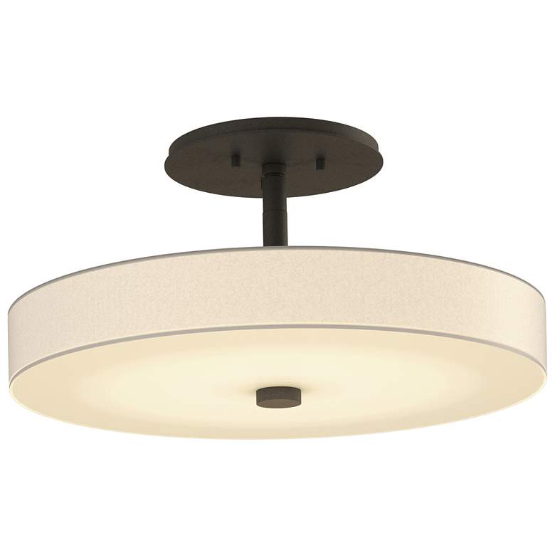 Image 1 Disq 15" Wide Natural Iron Semi-Flush With Spun Frost Shade