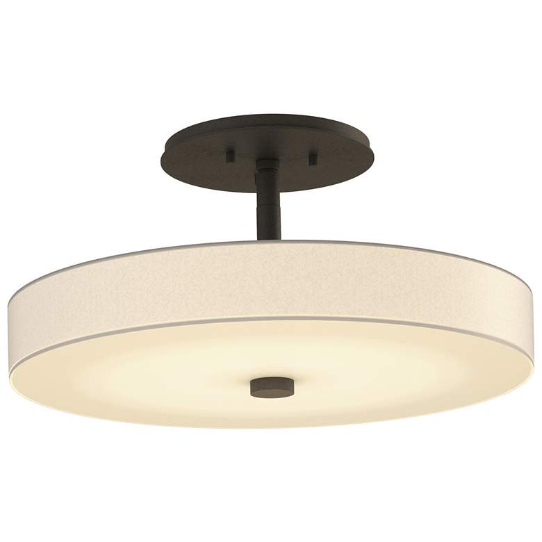 Image 1 Disq 15 inch Wide Oil Rubbed Bronze Semi-Flush With Spun Frost Shade