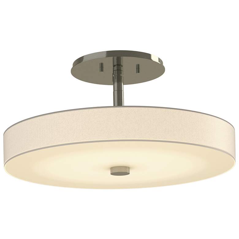 Image 1 Disq 15" Wide Sterling Semi-Flush With Spun Frost Shade