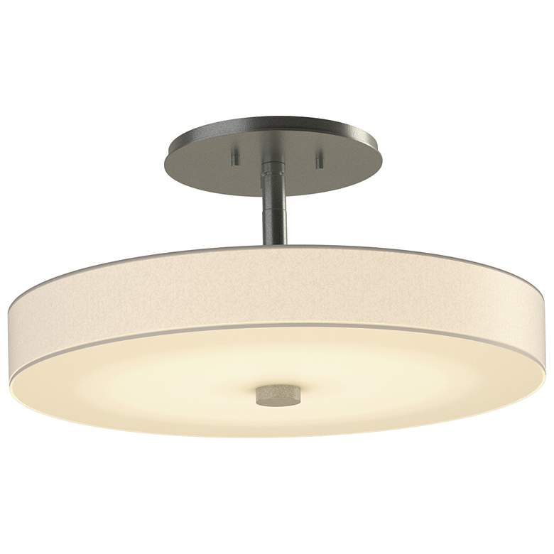 Image 1 Disq 15" Wide Vintage Platinum Semi-Flush With Spun Frost Shade