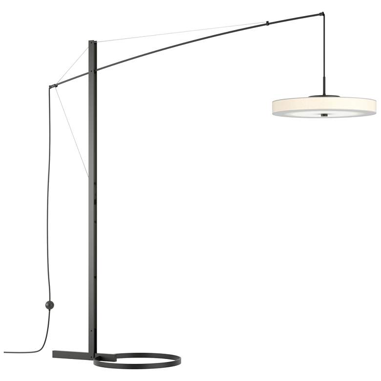 Image 1 Disq Arc 84 inch High Black LED Floor Lamp With Spun Frost Shade
