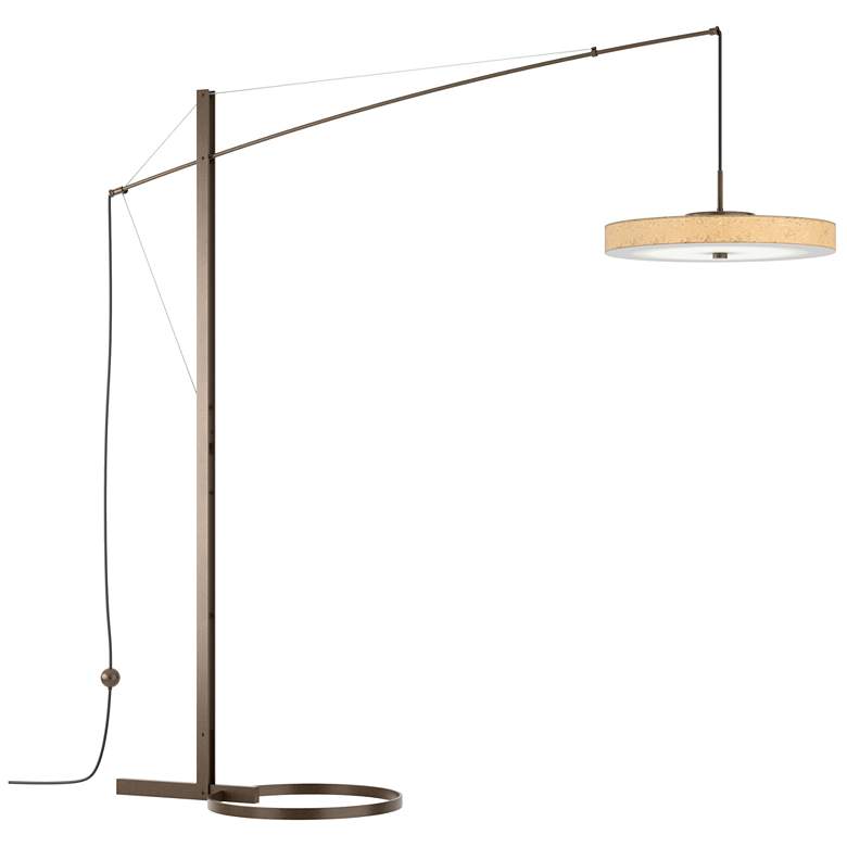 Image 1 Disq Arc 84 inch High Bronze LED Floor Lamp With Cork Shade