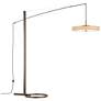 Disq Arc 84" High Bronze LED Floor Lamp With Cork Shade