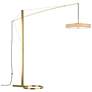 Disq Arc 84" High Modern Brass LED Floor Lamp With Cork Shade