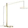 Disq Arc 84" High Modern Brass LED Floor Lamp With Spun Frost Shade