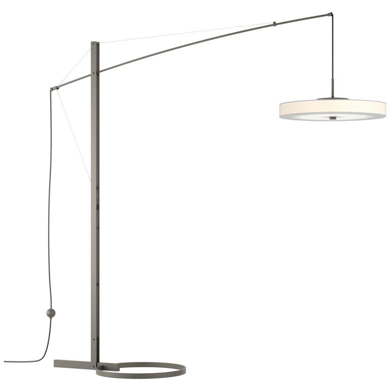 Image 1 Disq Arc 84" High Natural Iron LED Floor Lamp With Spun Frost Shade