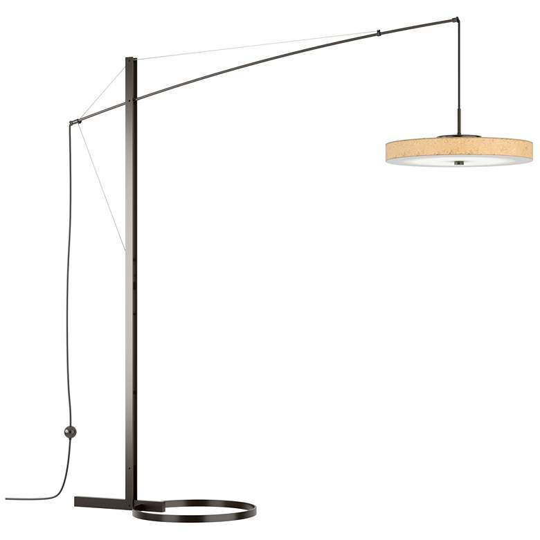 Image 1 Disq Arc 84" High Oil Rubbed Bronze LED Floor Lamp With Cork Shade