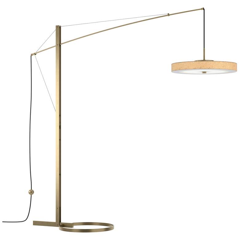 Image 1 Disq Arc 84 inch High Soft Gold LED Floor Lamp With Cork Shade