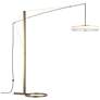 Disq Arc 84" High Soft Gold LED Floor Lamp With Spun Frost Shade