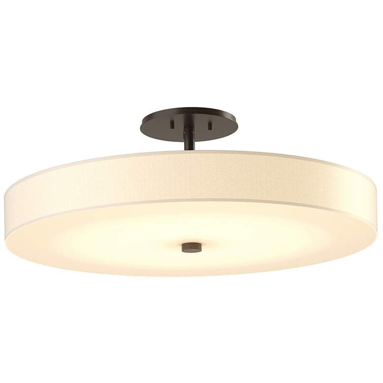 Image 1 Disq Large LED Semi-Flush - Black Finish - Spun Frost Shade