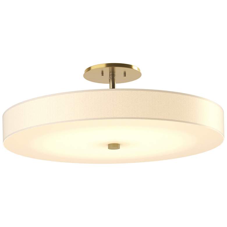 Image 1 Disq Large LED Semi-Flush - Brass - Spun Frost Shade