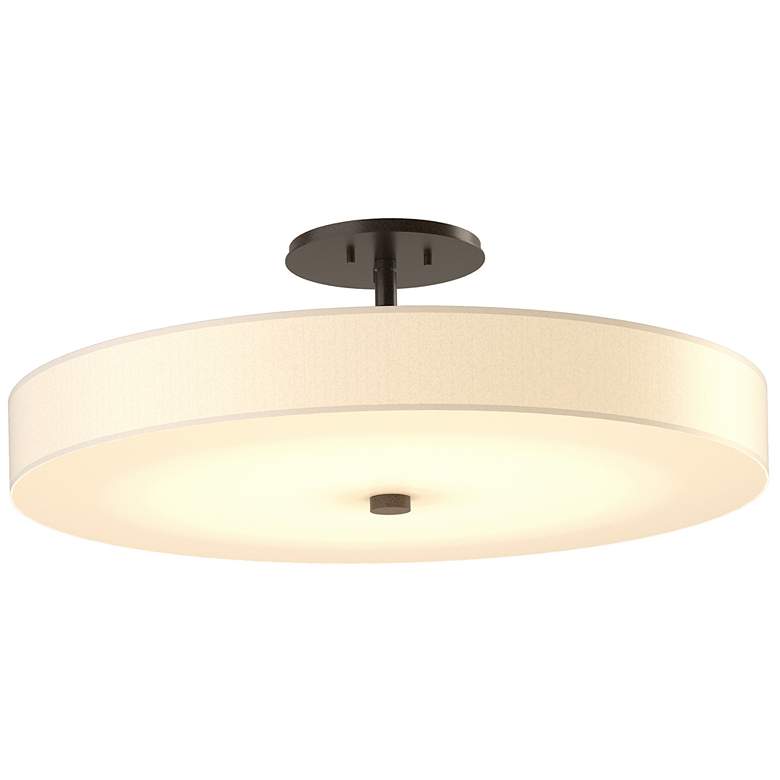 Image 1 Disq Large LED Semi-Flush - Bronze Finish - Spun Frost Shade