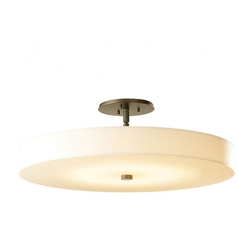 Image 1 Disq Large LED Semi-Flush - Dark Smoke Finish - Spun Frost Shade