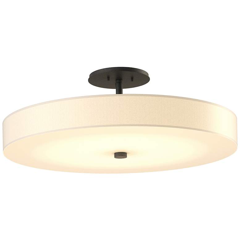 Image 1 Disq Large LED Semi-Flush - Natural Iron Finish - Spun Frost Shade