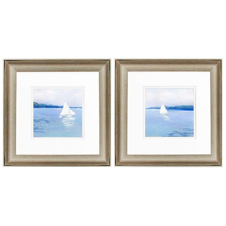 Image 1 Distant Sail 13"W x 13"H Framed Art Set of 2